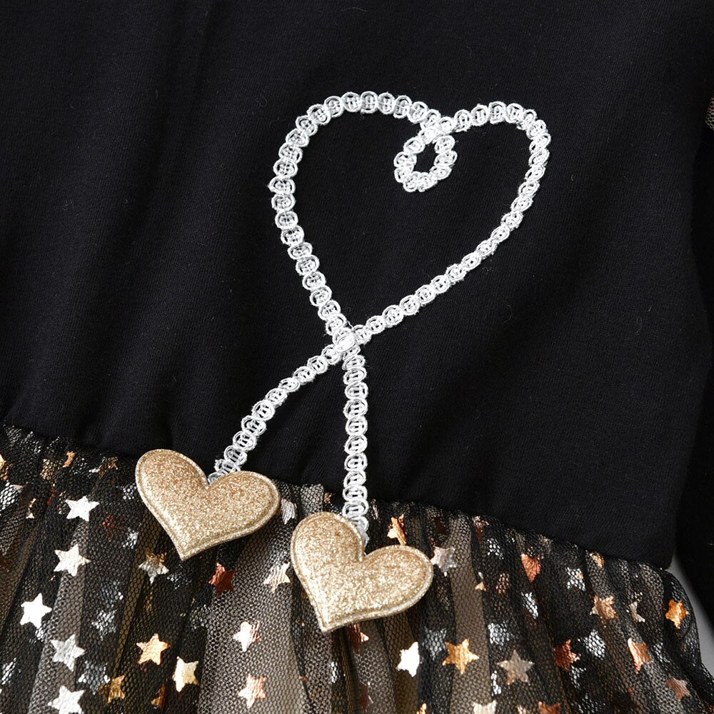 Little Heart Star Sequins Tutu Dress for Toddler Girl 3-8T