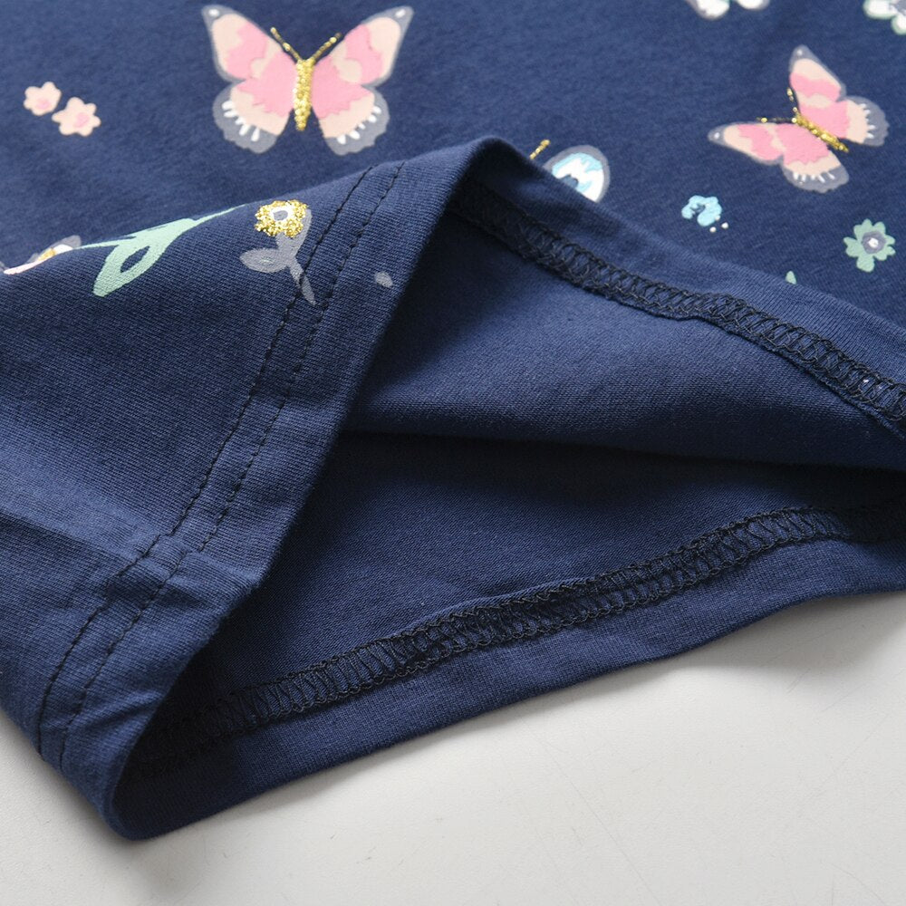 Girls Short Sleeve T-Shirt Rainbow Butterfly Casual Cotton Girl Toddler Top