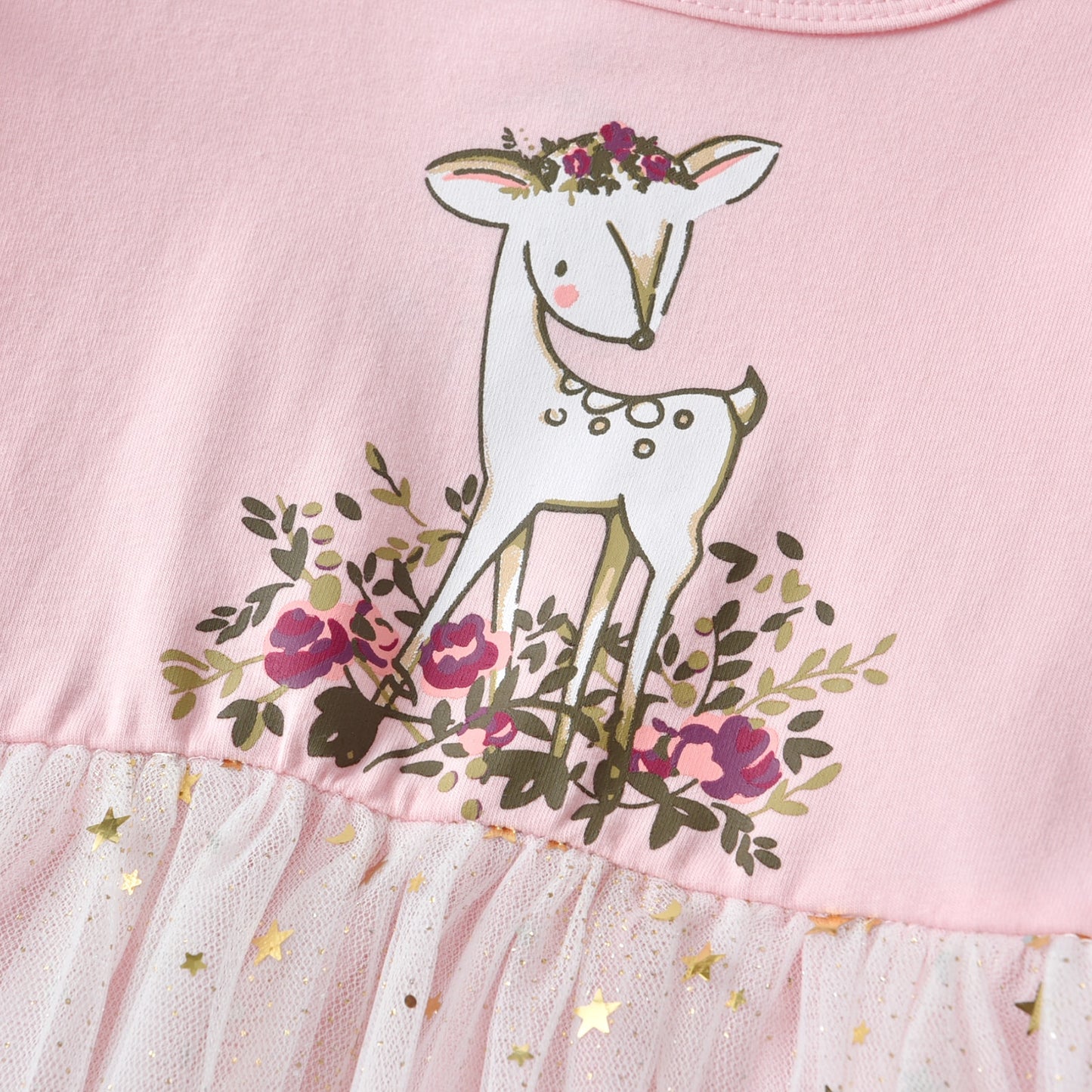 3-8T Princess Lovely Fawn Girl Toddler Tutu Dress for Birthday Party