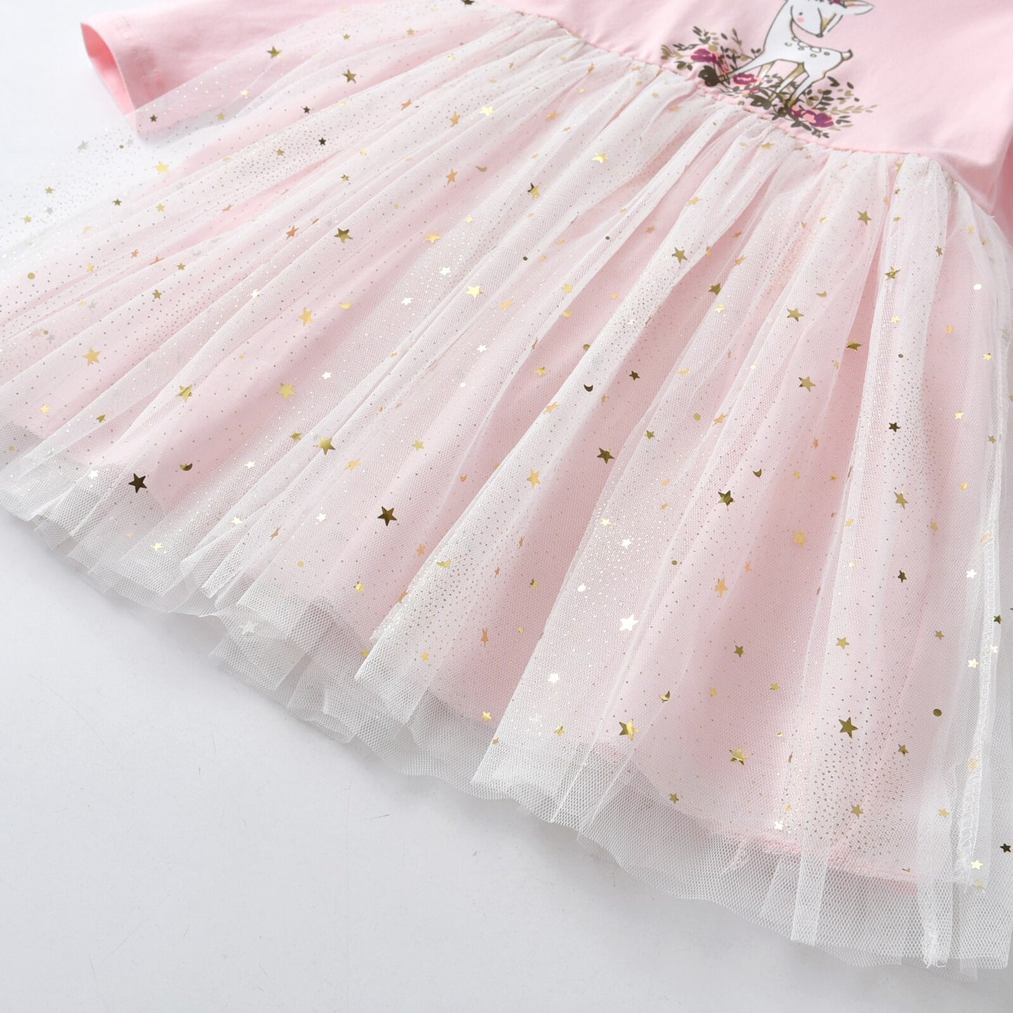 3-8T Princess Lovely Fawn Girl Toddler Tutu Dress for Birthday Party