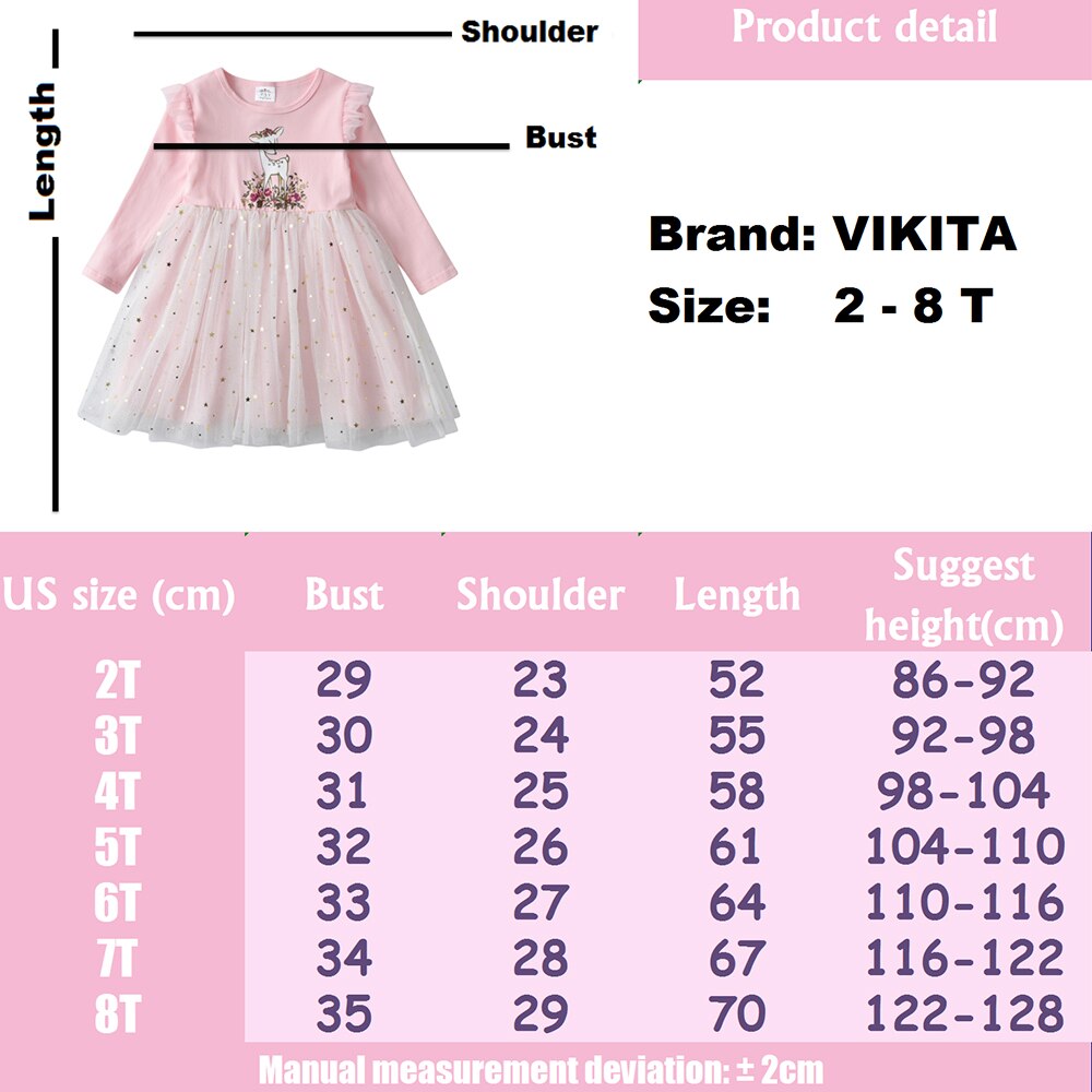 3-8T Princess Lovely Fawn Girl Toddler Tutu Dress for Birthday Party