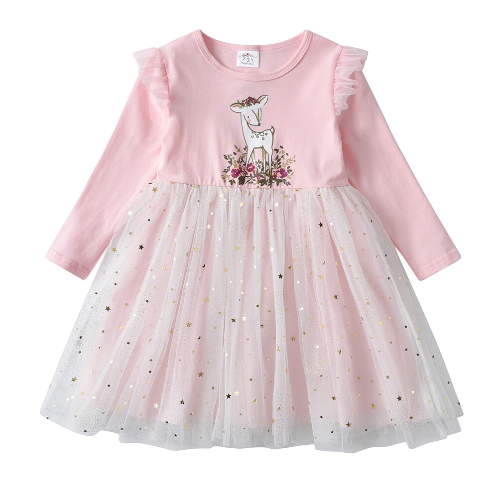 3-8T Princess Lovely Fawn Girl Toddler Tutu Dress for Birthday Party