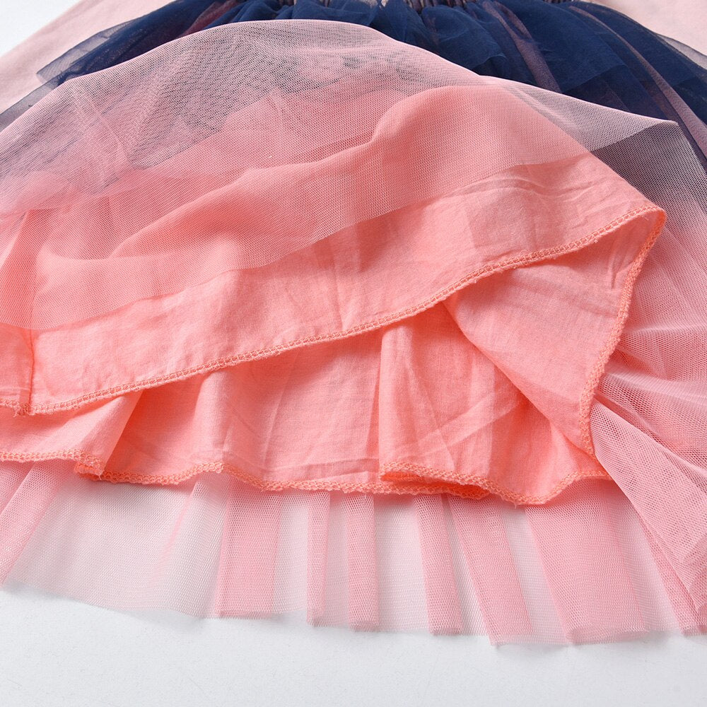 Super Star Sequined Lovely Girl Toddler Layered Long Sleeve Tutu Dress