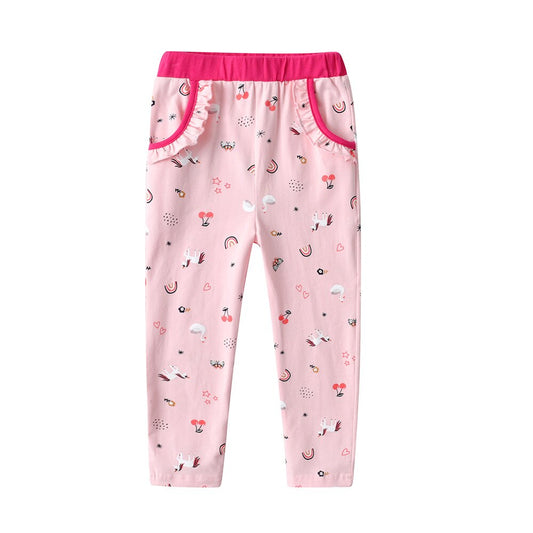Unicorn Cartoon Print Kids Girl Toddler Cotton Skinny Leggings Pants