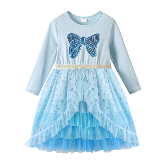 Blue Girls Tutu Dress Butterfly Tulle Party Wedding Brithday Dress for Kids
