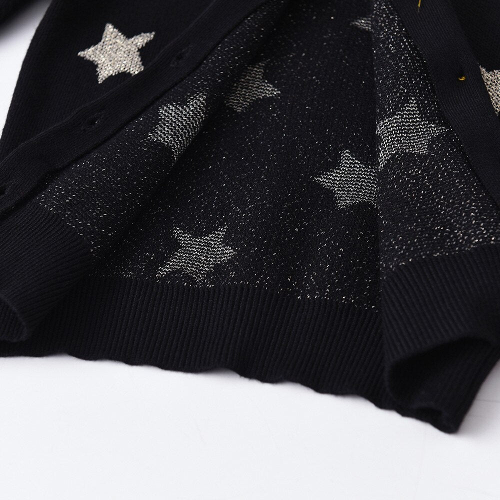 Star Print Children Cardigan Sweaters Autumn Winter Girls Outwear Outfits