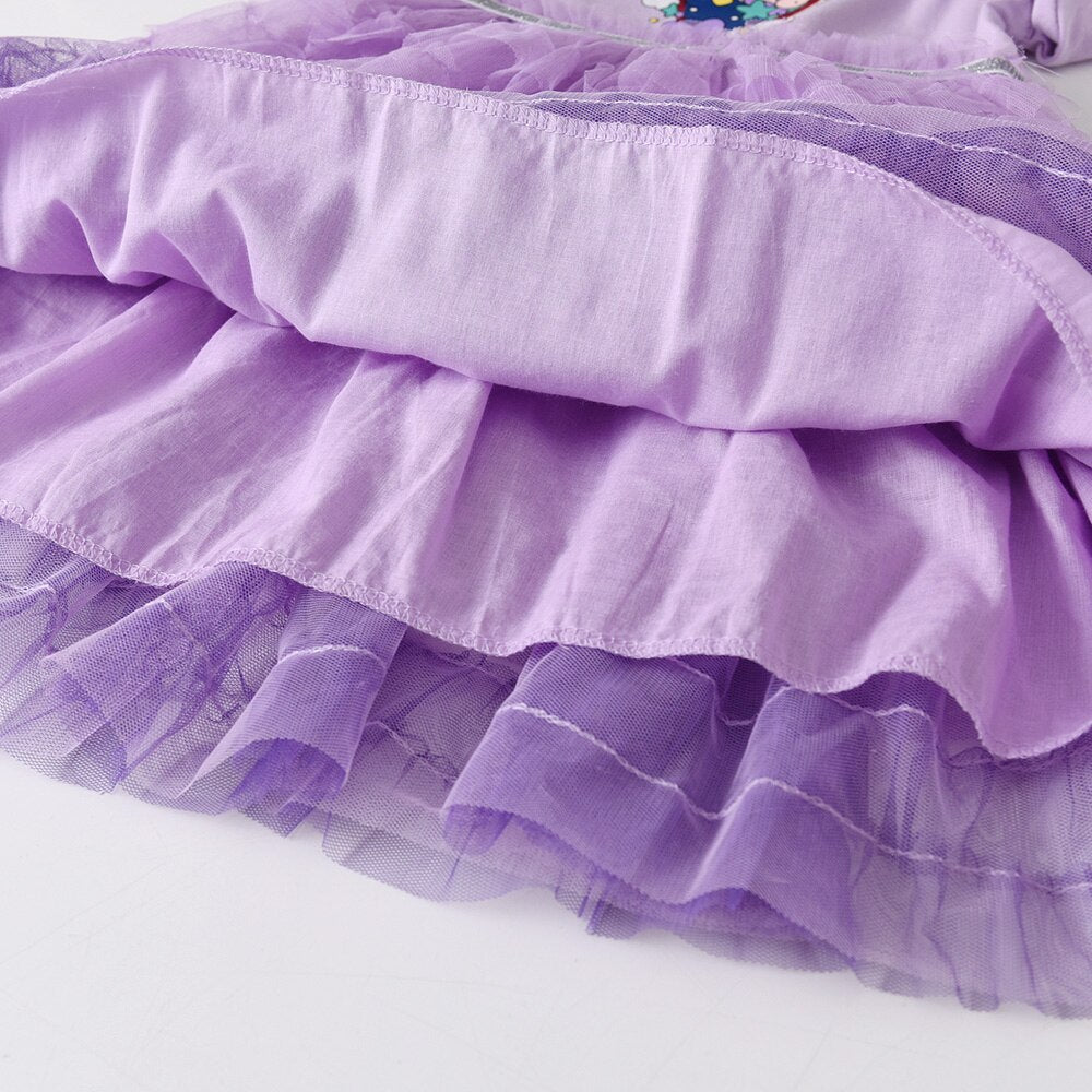 Love & Unicorn Pattern Princess Party Layered Soft Tutu Girl Toddler Dress