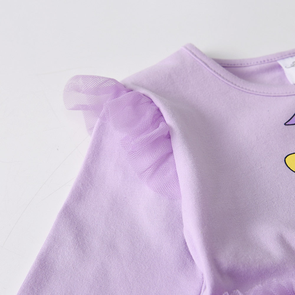 Love & Unicorn Pattern Princess Party Layered Soft Tutu Girl Toddler Dress