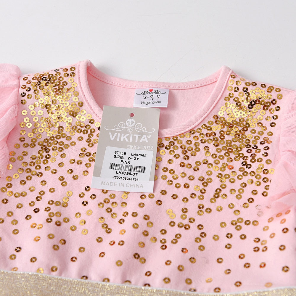 Shiny Beads Sequined Girl Toddler Princess Tutu Dress for Birthday Party