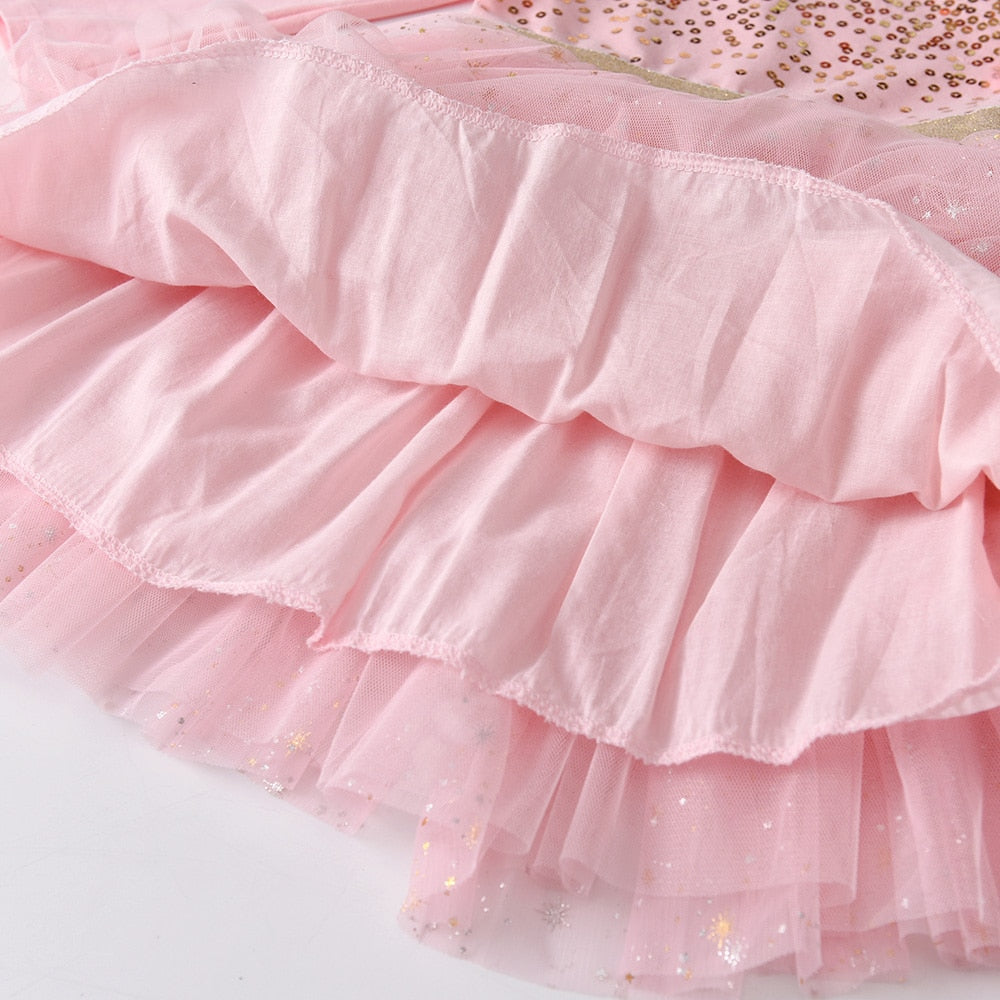 Shiny Beads Sequined Girl Toddler Princess Tutu Dress for Birthday Party