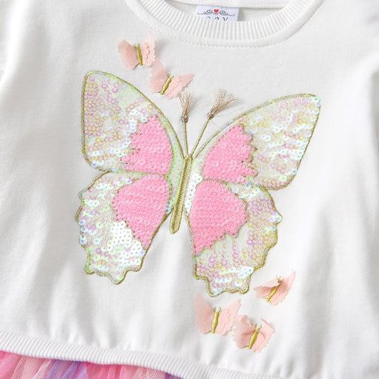 Butterfly Sequined Toddler Girl Tutu Dress for Birthday Party Prom