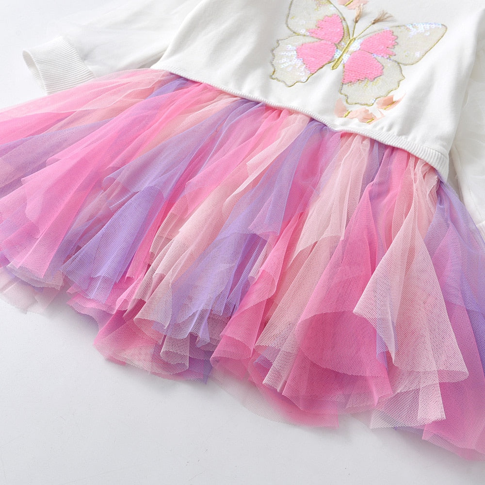 Butterfly Sequined Toddler Girl Tutu Dress for Birthday Party Prom