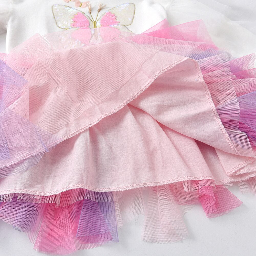 Butterfly Sequined Toddler Girl Tutu Dress for Birthday Party Prom