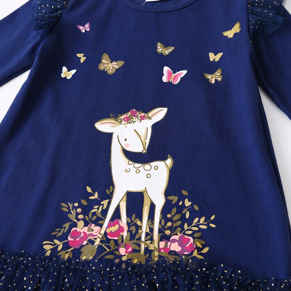 3-8T Princess Lovely Fawn Toddler Casual Girl Dress for Birthday Party
