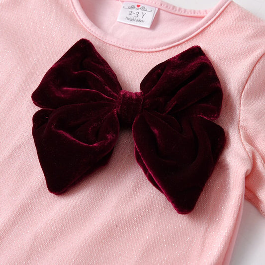 3D Butterfly Bow Girl Toddler Cotton Long Sleeve Dress for Daily School