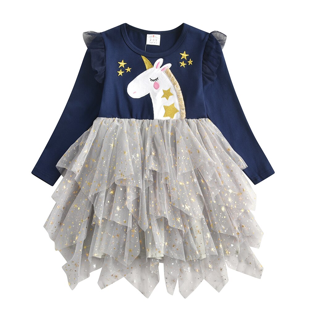 Lively Unicorn with Star Irregular Tulle Girl Toddler Tutu Dress for Gift