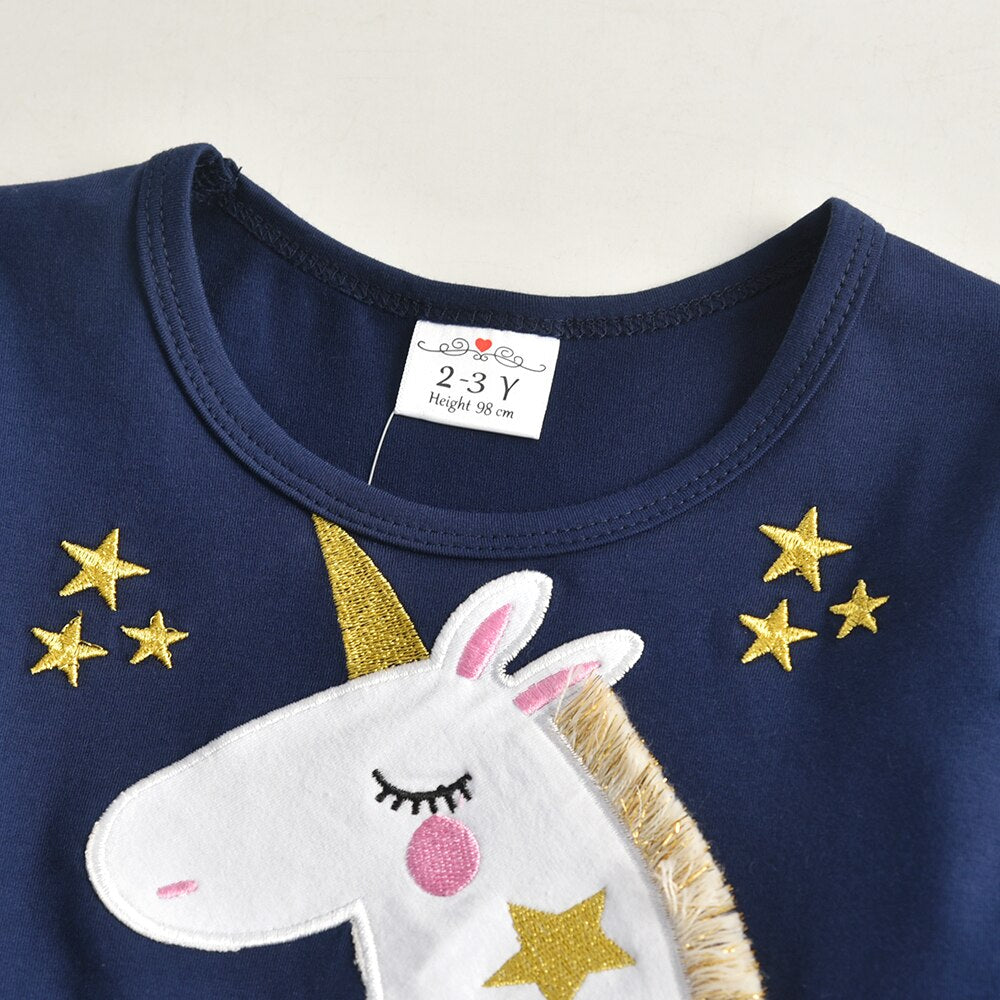 Lively Unicorn with Star Irregular Tulle Girl Toddler Tutu Dress for Gift