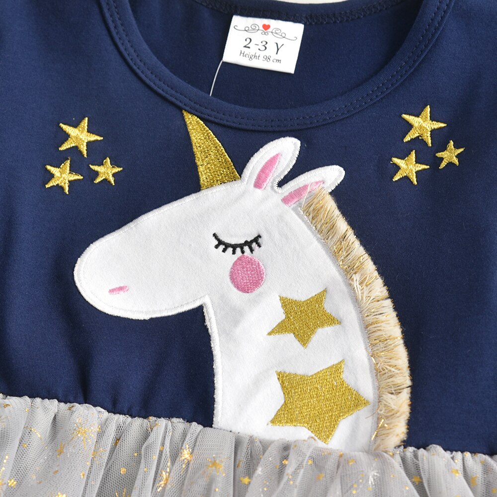 Lively Unicorn with Star Irregular Tulle Girl Toddler Tutu Dress for Gift