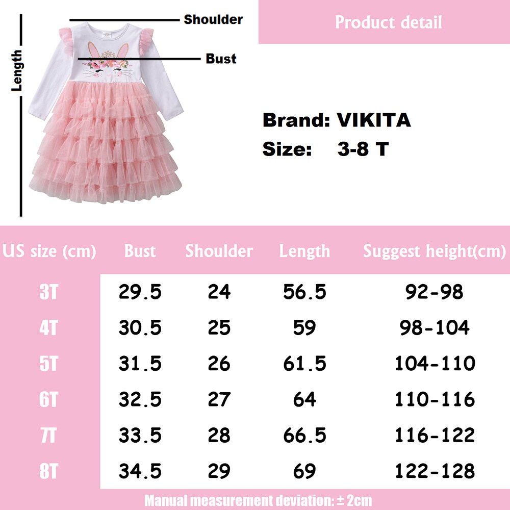 3-8T Rabbit Toddler Princess Tutu Dress Layered Cake Tulle Dress