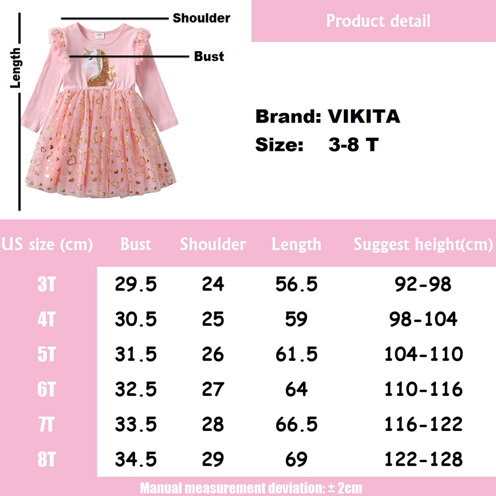 3-8T Princess Unicorn Toddler Tutu Girl Dress for Birthday Party Prom