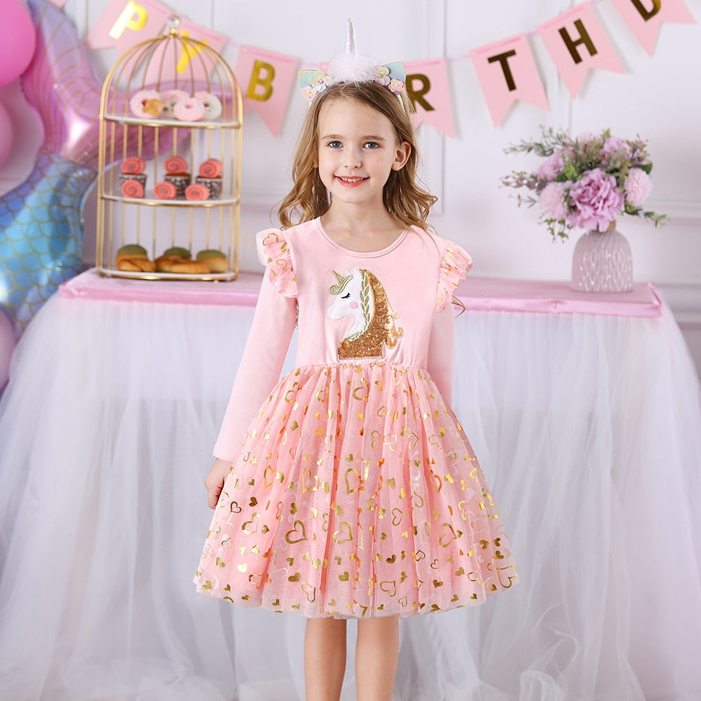 3-8T Princess Unicorn Toddler Tutu Girl Dress for Birthday Party Prom