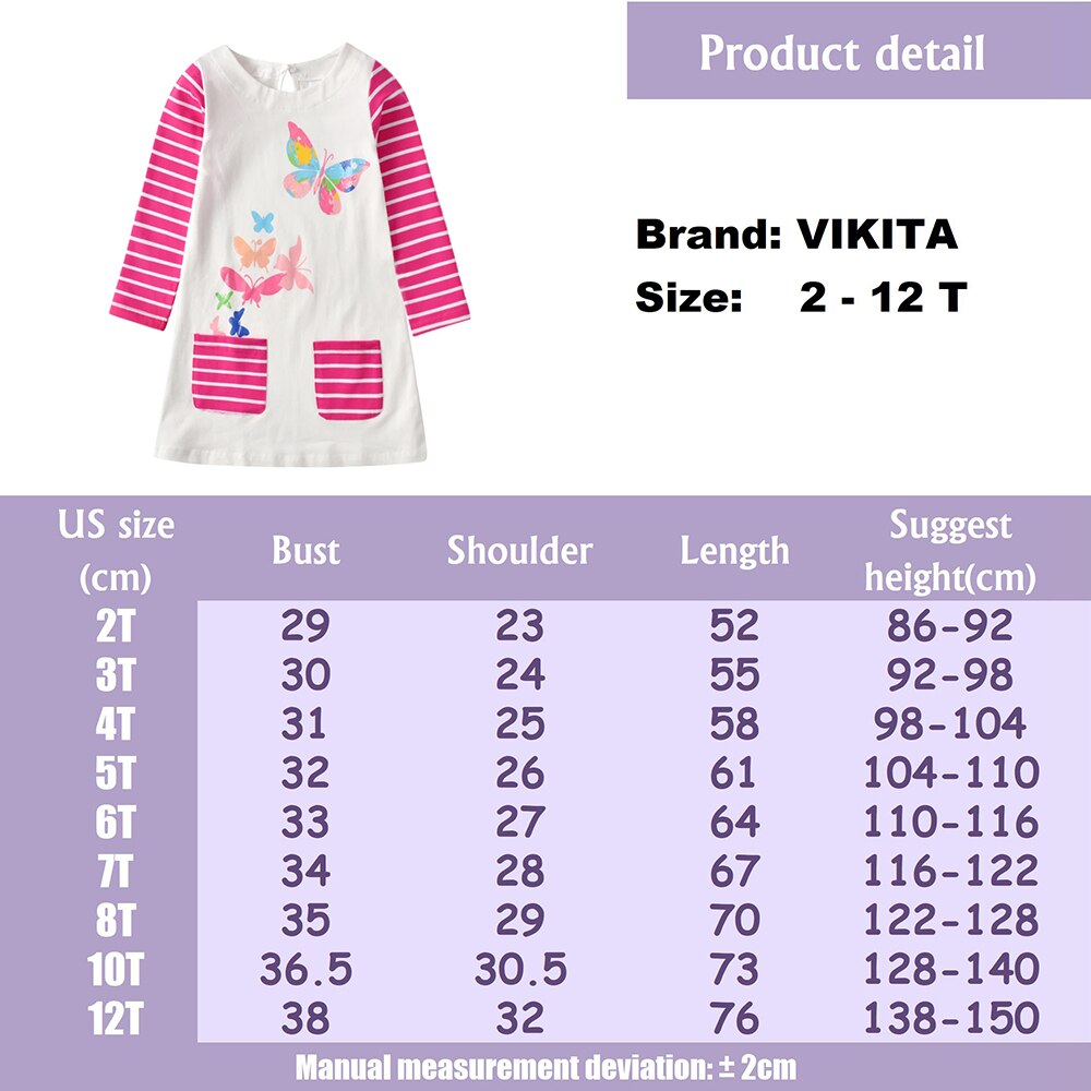 3-12T Princess Butterfly Toddler Casual A Line Cotton Girl Dress for Daily