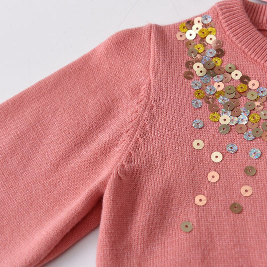 Bling Sequined Soft Cardigan Sweater Girl Autumn Winter Cotton Knitted Cardigan