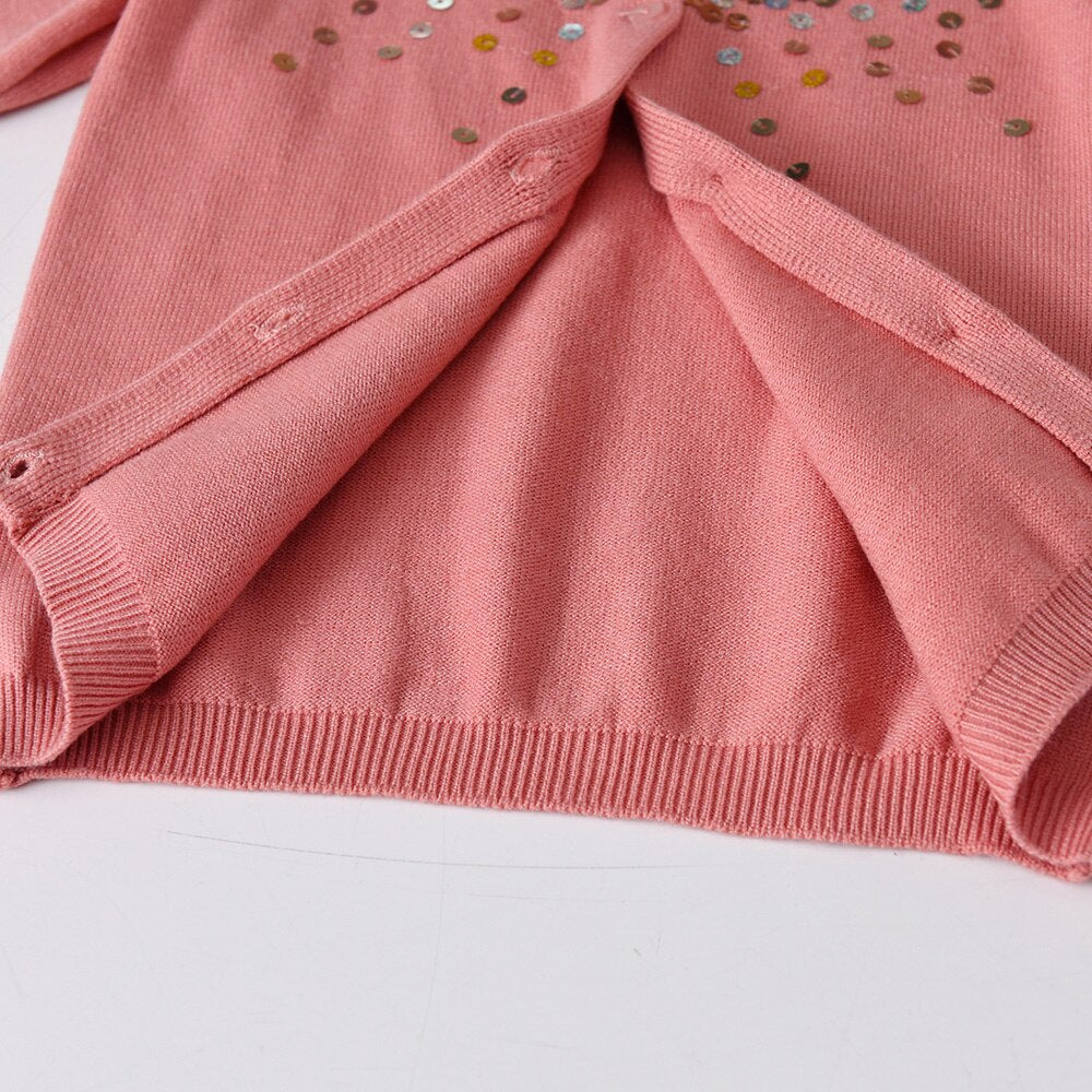 Bling Sequined Soft Cardigan Sweater Girl Autumn Winter Cotton Knitted Cardigan