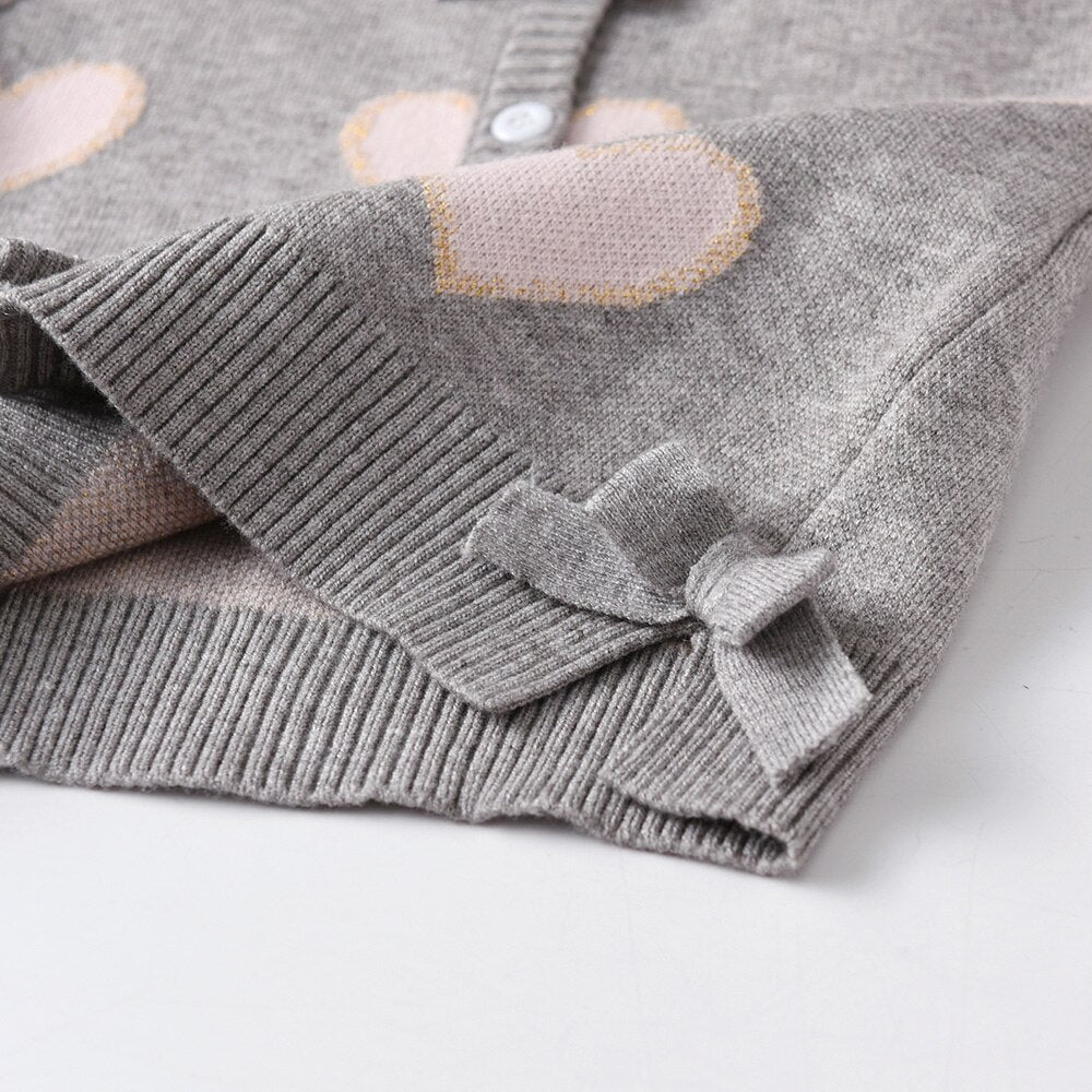 Love Pattern Girls Autumn Winter Cardigan Sweater Butterfly Knitted Outwear Toddler Coat