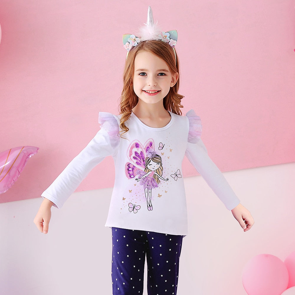 Cartoon Flower Fairy Cotton Toddler Girl Autumn Winter Long Sleeve T-Shirt Tops