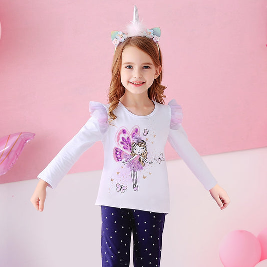 Cartoon Flower Fairy Cotton Toddler Girl Autumn Winter Long Sleeve T-Shirt Tops