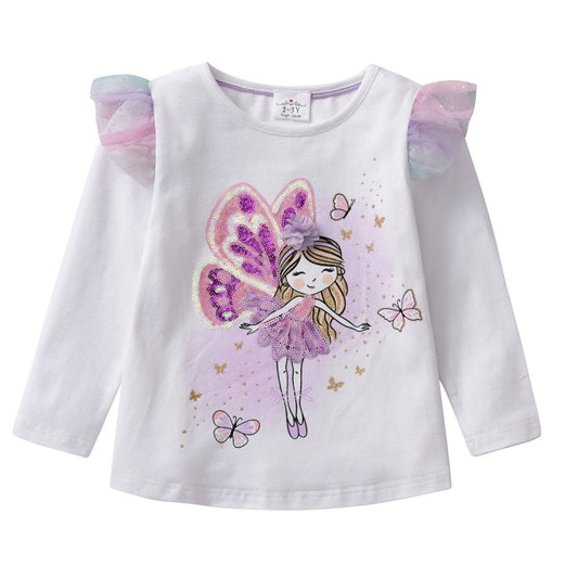 Cartoon Flower Fairy Cotton Toddler Girl Autumn Winter Long Sleeve T-Shirt Tops