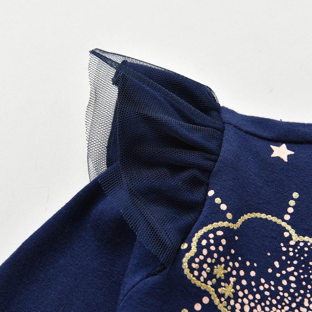 Starry Sky Planet Girl Toddler Cotton Autumn T-Shirts Sequined Outfits Tops