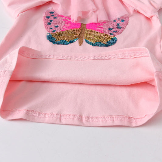 Butterfly Sequins Toddler Girl T Shirt Tulle Crewneck Cotton Autumn Long Sleeve Tee