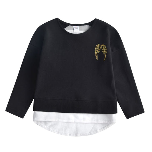 Angle Wings Sequins Girl Toddler Cotton Long Sleeve T-Shirt for Autumn Winter