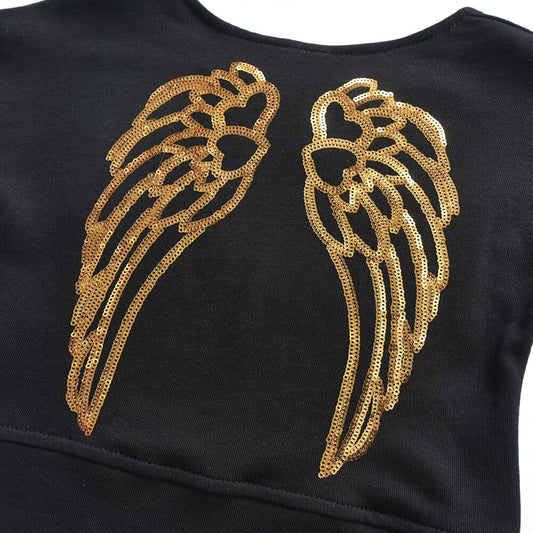 Angle Wings Sequins Girl Toddler Cotton Long Sleeve T-Shirt for Autumn Winter