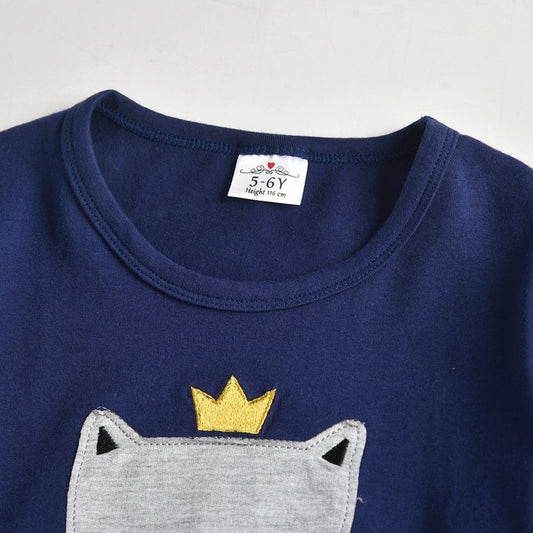 Flower Lovely Cat Girl Toddler Cotton T-Shirt Autumn Winter Long Sleeve Tops