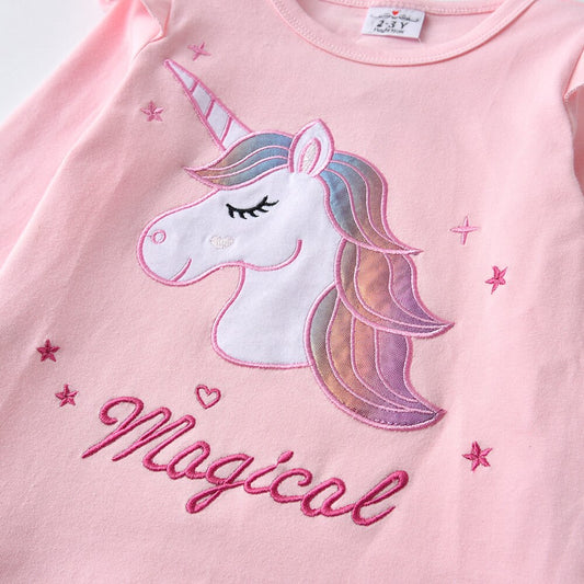 Magical Unicorn Pattern Girl Toddler Cotton Long Sleeve T-Shirt Top