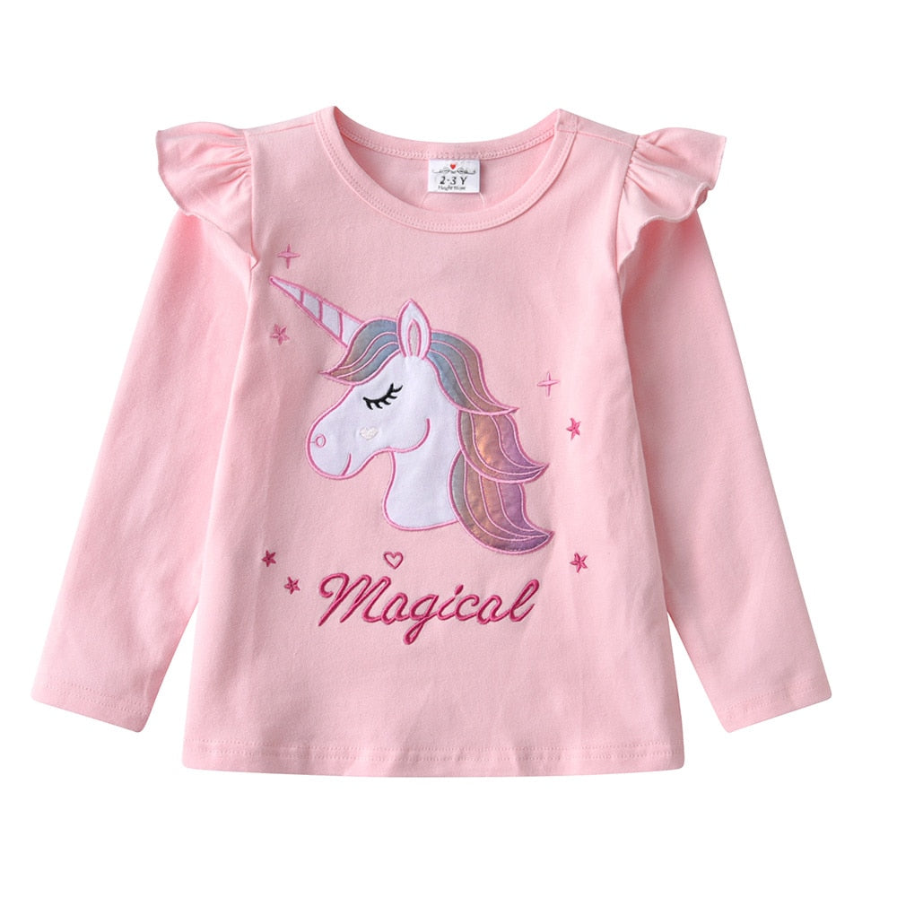 Magical Unicorn Pattern Girl Toddler Cotton Long Sleeve T-Shirt Top
