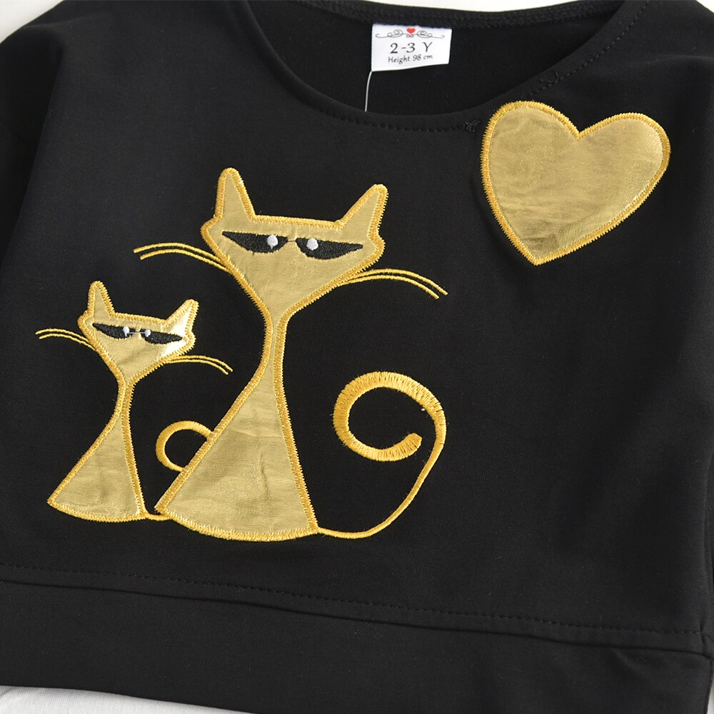 Gold Fox Pattern Girl Toddler Long Sleeve Cotton Halloween Animal T-Shirt