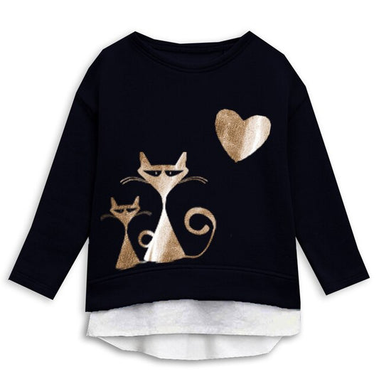 Gold Fox Pattern Girl Toddler Long Sleeve Cotton Halloween Animal T-Shirt