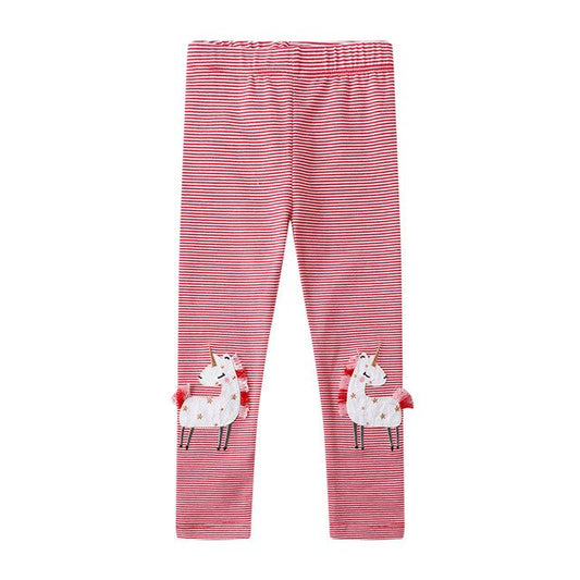 Unicorn Cartoon Striped  Legging Skinny Pants for Girl Toddler
