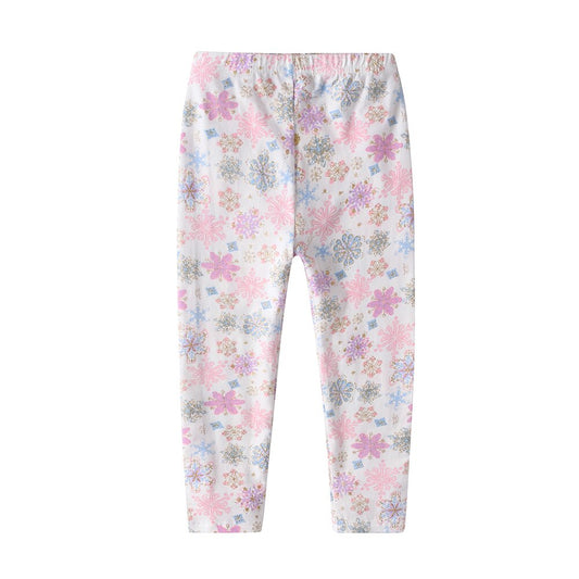 Snow Pattern Leggings Elastic Skinny Pencil Girl Toddler Pant