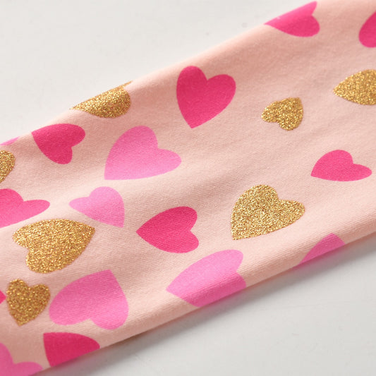 Love Hearts Print Spring Autumn Trousers for Girl Toddler Slim Elastic Trousers Cotton Pencil Pants