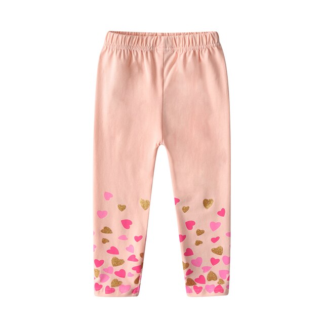 Love Hearts Print Spring Autumn Trousers for Girl Toddler Slim Elastic Trousers Cotton Pencil Pants