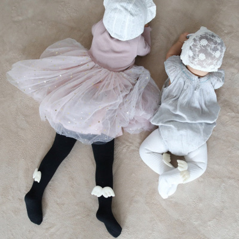 Pantyhose Girl Tights Skinny Stockings Angel Wings Cotton Warm Tights Toddlers Knitted Stocking