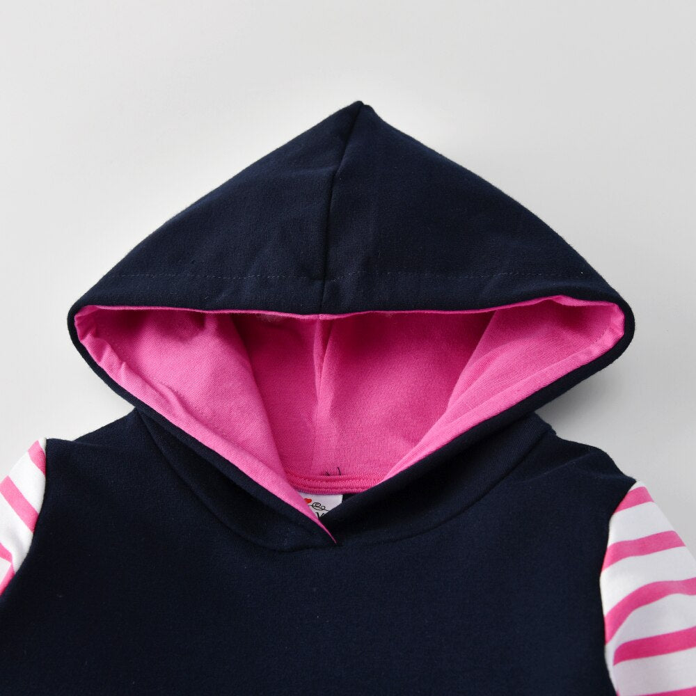 Unicorn & Rainbow Cotton A Line Girl Toddler Hooded Dress