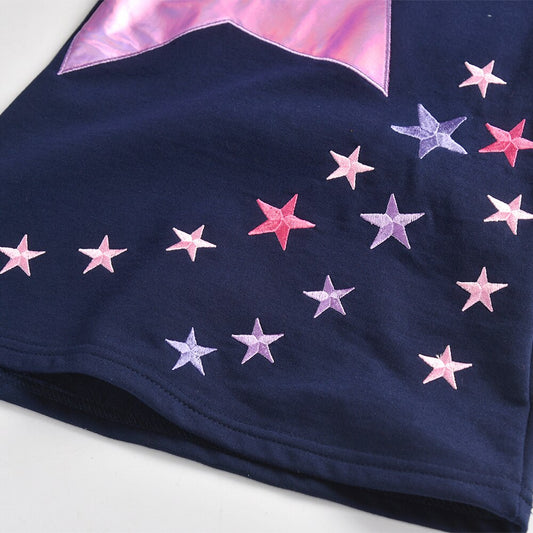 Girls Toddler Hooded Dress Star Embroidery Vestidos for Autumn Dresses