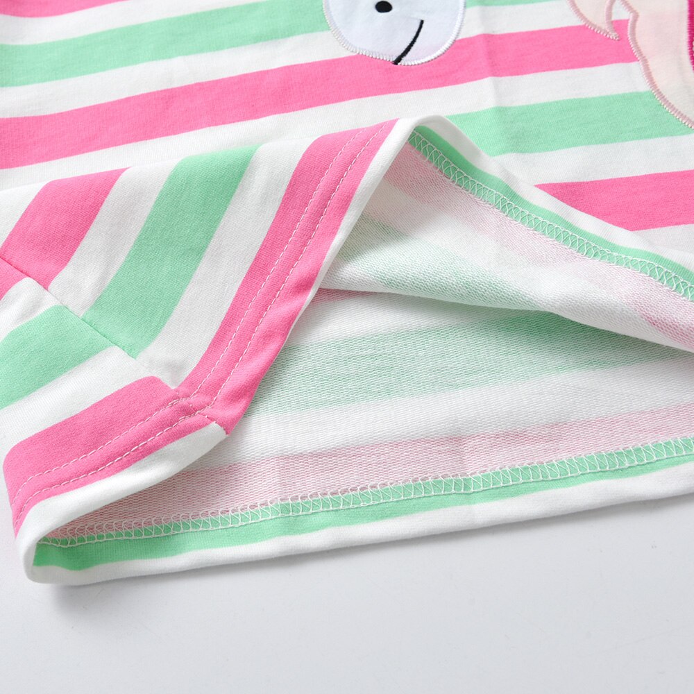 Striped Vestidos Unicorn Girl Toddlers Cotton Hooded Dress