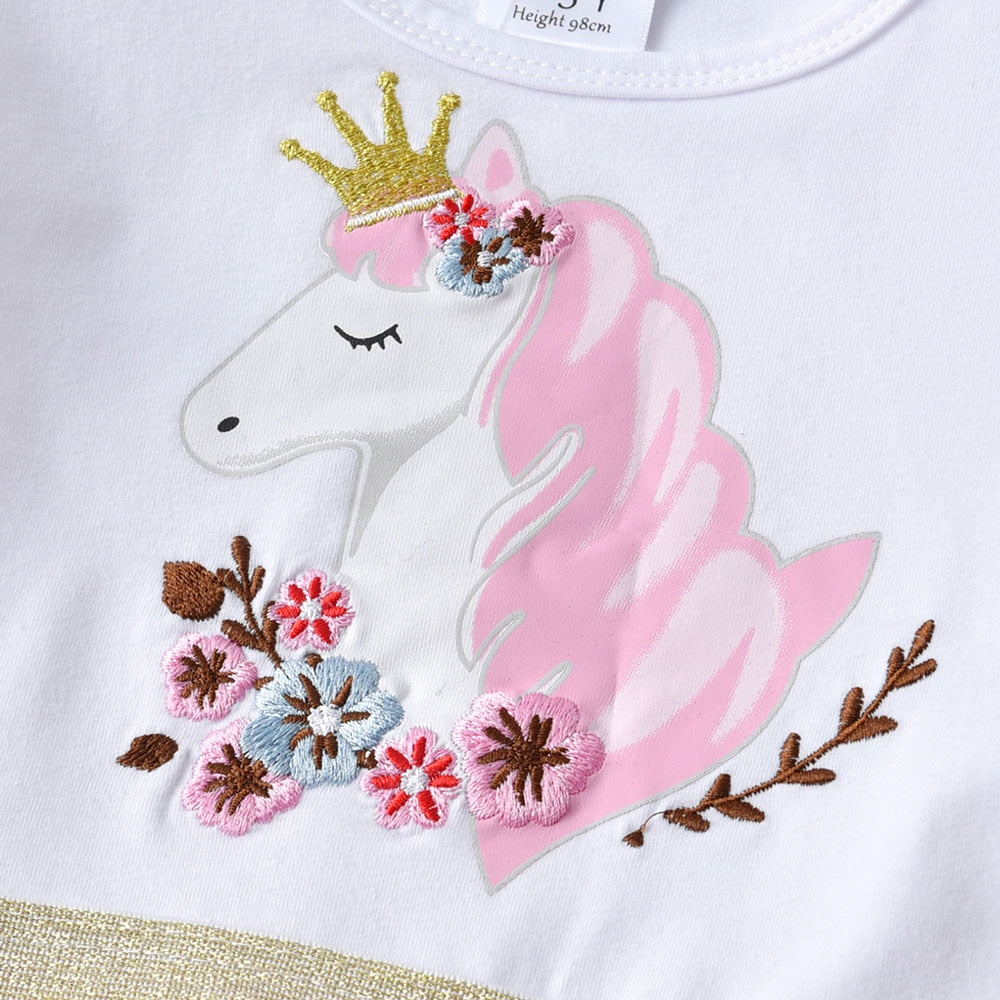 Unicorn with Flower  Toddler Tutu Dress Irregular Tulle Dress